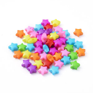 Packet 150+ Mixed Acrylic 12mm Puffy Star Beads