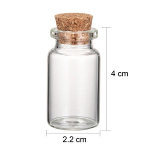 Pack of 20 Glass Bottles with Cork, Wishing Bottle, Bead Container 40 x 22mm