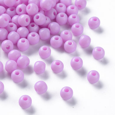 Pack of 200 Opaque Acrylic 6mm Round Large Hole Beads - Violet