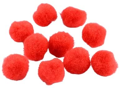 Pom Poms Yarn Fluffy Red 25mm Pack of 30+
