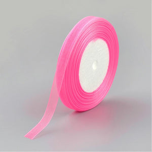 Sheer Organza Ribbon Bright Pink 12mm - 45 mtr Roll