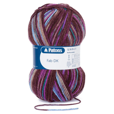 Patons Fab DK Knitting Yarn, Acrylic, Violet Print