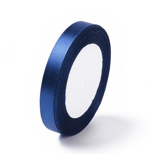 Dark Blue Single Face 12mm Satin Ribbon 23m Roll