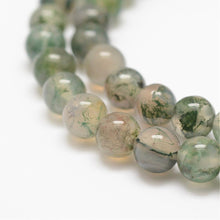 Load image into Gallery viewer, Strand Of 60+ Green Moss Agate 6mm Plain Round Beads