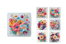 Load image into Gallery viewer, Set of 6 Flower Square MDF Coaster - Set-20