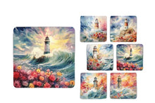 Load image into Gallery viewer, Set of 6 Lighthouse Square MDF Coaster - Set-17