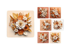 Load image into Gallery viewer, Set of 6 Flowers Square MDF Coaster - Set-23