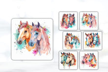 Load image into Gallery viewer, Set of 6 Horse Square MDF Coaster - Set-12