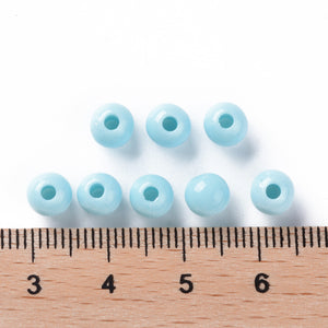 Pack of 200 Opaque Acrylic 6mm Round Large Hole Beads - Sky Blue