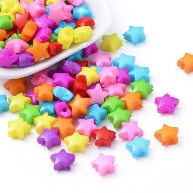 Packet 150+ Mixed Acrylic 12mm Puffy Star Beads