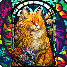 Load image into Gallery viewer, Set of 6 Stained Glass Effect Cat Square MDF Coaster - Set-04