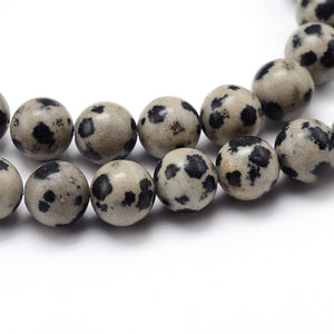 Strand of Natural Dalmation Jasper 6mm Plain Round Beads