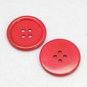Packet of 20 x Red Resin 20mm Round Buttons (4 Hole)