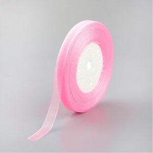 Sheer Organza Ribbon Breast Cancer Pink 12mm - 45 mtr Roll