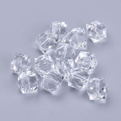 Acrylic Faceted Cube Beads 8mm Pack of 100 – Clear