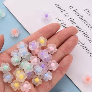 Pack of 50 Transparent Acrylic Bead in Bead 12mm Flower Beads