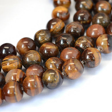 64pcs Natural Gemstone Tiger Eye Stone Beads Round Loose Beads for DIY Jewelry Making Findings 6 mm