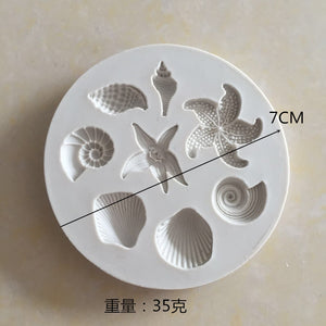Silicone Resin Mould 67mm Mixed Shell & Starfish