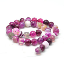 Load image into Gallery viewer, Strand of 55+ Pink Banded Agate Grade A Dyed - 6mm Round