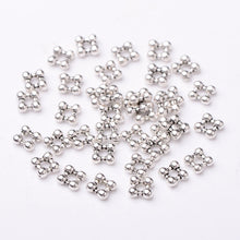 Load image into Gallery viewer, Pack of 40 Tibetan Style Square Antique Silver Flower Spacer Beads