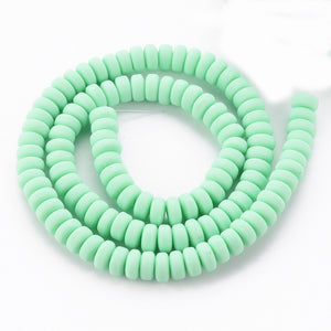 Handmade Polymer Clay Flat Round Beads 6mm x 3mm  Aquamarine