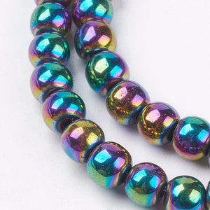 Strand Of 45+ Rainbow Hematite (Non Magnetic) 8mm Plain Round Beads