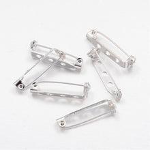 Load image into Gallery viewer, Pack Of 50 Silver-Plated Nickel-Free Iron Brooch Backs 20mm x 5mm