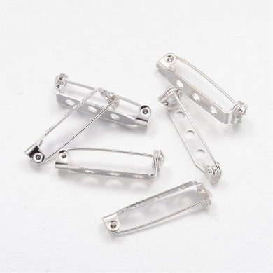 Pack Of 50 Silver-Plated Nickel-Free Iron Brooch Backs 20mm x 5mm