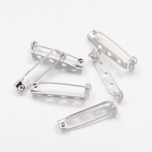 Pack Of 50 Silver Tone Nickel-Free Iron Brooch Backs 20mm x 5mm