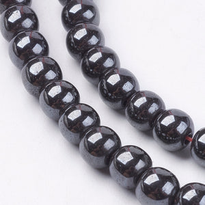 Strand Of 60+ Grey Hematite (Non Magnetic) 6mm Plain Round Beads