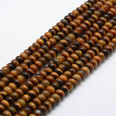 Strand of 90+ Natural Tiger Eye 6 x 4mm Rondelle Beads