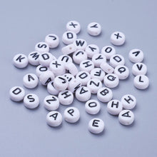 Load image into Gallery viewer, Pack of 100 Acrylic White Letter Beads  Mixed  7mm