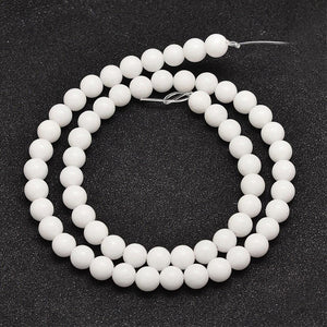 Strand of 45+ White Mashan Jade 8mm Plain Round Beads