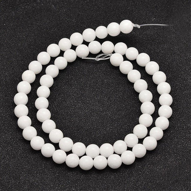 Strand of 95+ White Mashan Jade 4mm Plain Round Beads