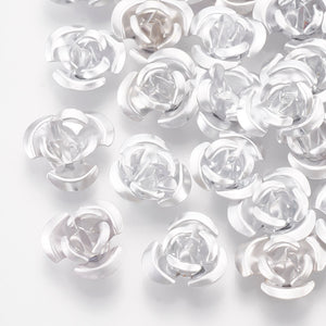 Pack of 100 Aluminium 3 Petal Flower Beads 7 x 4mm Metallic Silver