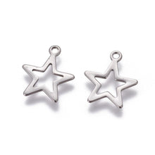 Load image into Gallery viewer, Pack of 30 Stainless Steel Star 14.5mm Pendants/Charms