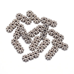 Pack of 100 Tibetan Style 3 Hole Spacer Bars, Antique Silver, 10.5mm