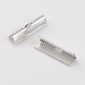 Pack Of 50+ Silver Plated Iron 20 x 8mm Ribbon Ends/Clamps