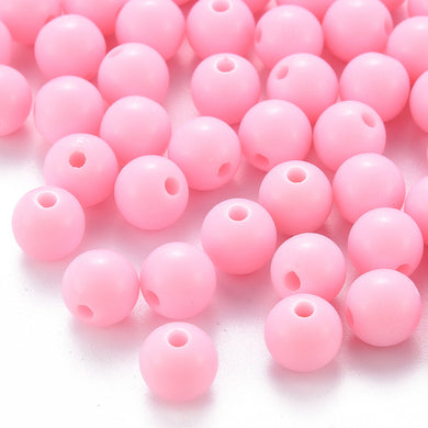 Pack of 200 Opaque Acrylic 8mm Round Large Hole Beads - Pink