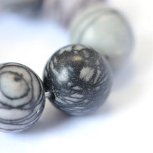 Load image into Gallery viewer, Natural Black Silk Stone/Netsone 10mm Round Beads