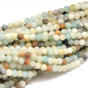 Strand Of 62+ Multicolour Amazonite 6mm Frosted Round Beads