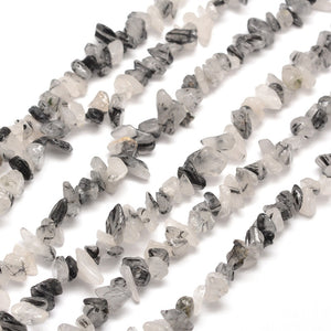 33" Strand Tumbled Gemstone Rutilated Quartz Chip Beads