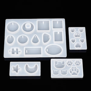 Set of 4 Silicone Resin Moulds, Jewellery Making, Mixed Shapes