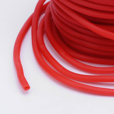 Rubber Hollow Tube Cord Red 5M Continuous Length 2mm Thick