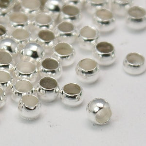 Pack of approx 850 pieces Silver Plated 2mm-3mm Round Crimp Stopper Beads