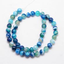 Load image into Gallery viewer, Strand of 45+ Blue Banded Agate Grade A Dyed - 8mm Round