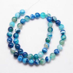 Strand of 45+ Blue Banded Agate Grade A Dyed - 8mm Round