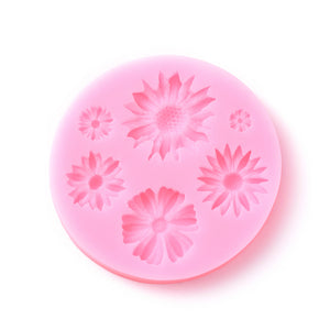 Silicone Resin Mould 75 x 11mm Mixed Flower