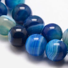 Load image into Gallery viewer, Strand of 45+ Blue Banded Agate Grade A Dyed - 6mm Round