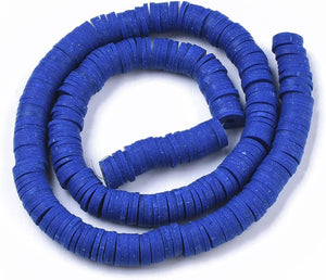 Handmade Polymer Clay Heishi Beads 8mm x 1mm  Blue